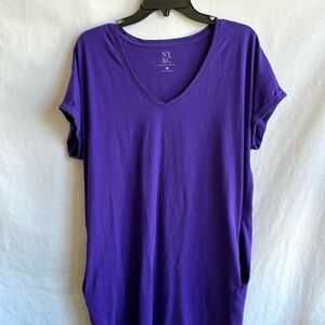 New York & Co. purple V-neck cotton dress with pockets, size L
